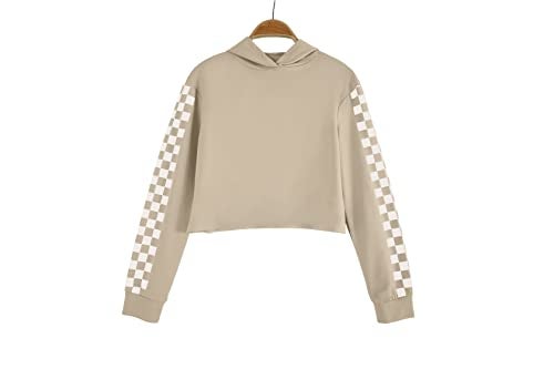 Meikulo Crop Tops for Teen Girls Hoodies Two Piece Outfits Tracksuit Activewear Kids Cute Long Sleeve Sweatshirts Sweatpants Beige, 9-10 Years - Image 2