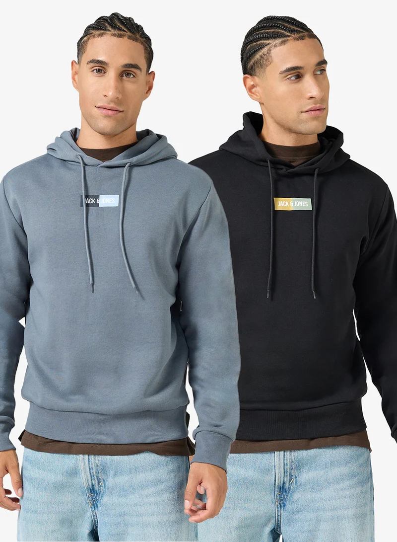 JACK & JONES 2 Pack Of Graphic Pullover Hoodie