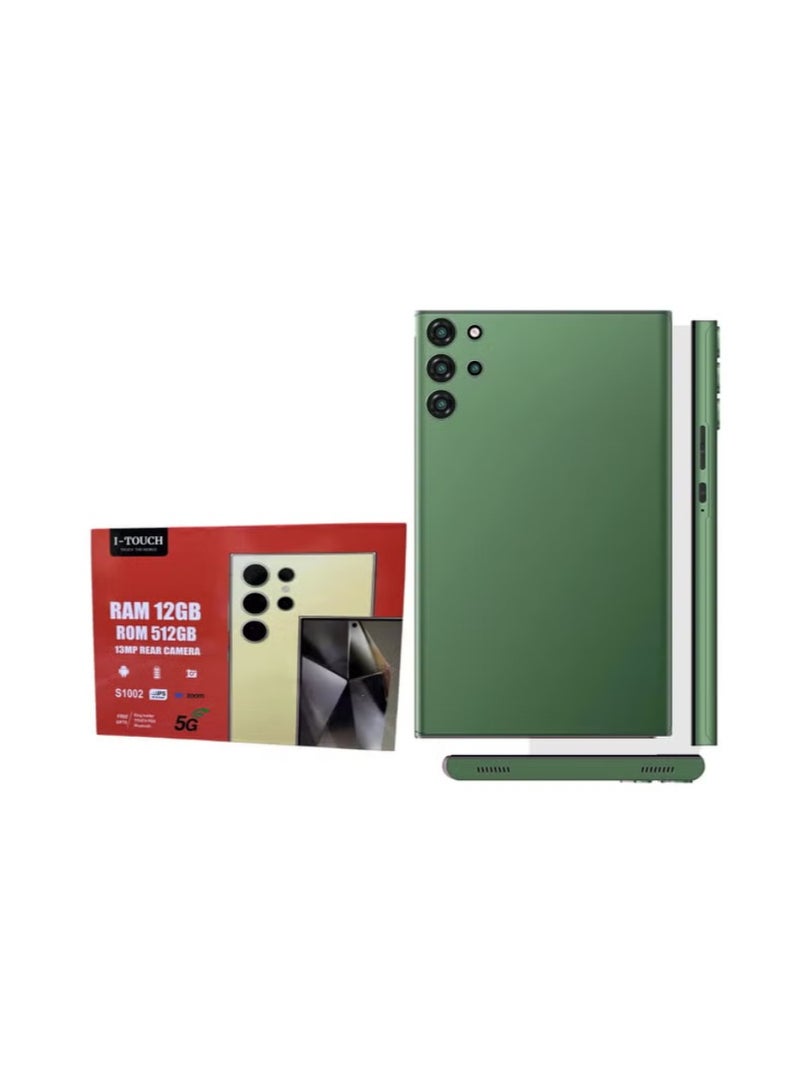 تابلت آي تاتش الذكي S1002 بشاشة 10.1 بوصة، يعمل بنظام أندرويد 13، وذاكرة وصول عشوائي (RAM) بسعة 512 جيجابايت، وذاكرة وصول عشوائي (RAM) بسعة 12 جيجابايت، وواي فاي، وشبكة الجيل الخامس، وتقنية LTE، وبطاقة SIM مزدوجة، مع غطاء من البولي يوريثان - أخضر