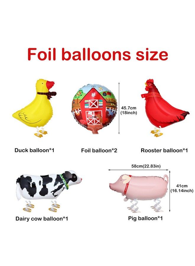 Sumind Farm Birthday Party Decorations Supplies Farm Animals Barn Backdrop Banner Farm Animals Walking Balloons Cupcake Toppers Set For Kids Farm Animals Cow Theme Party Supplies - Image 4