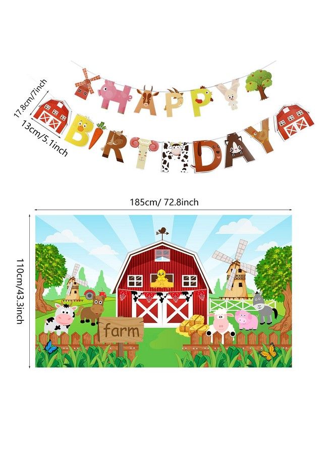 Sumind Farm Birthday Party Decorations Supplies Farm Animals Barn Backdrop Banner Farm Animals Walking Balloons Cupcake Toppers Set For Kids Farm Animals Cow Theme Party Supplies - Image 3
