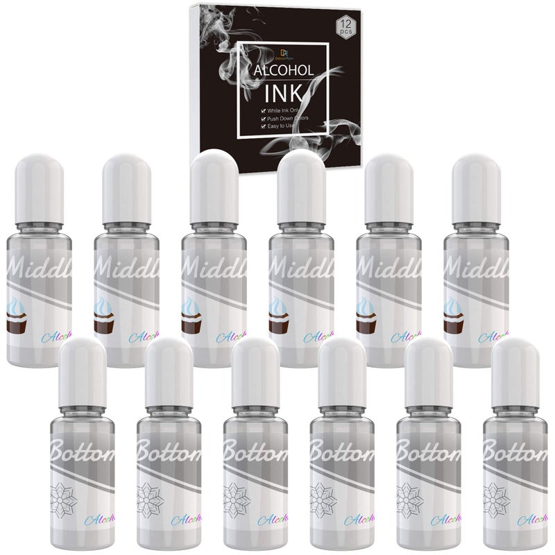 DecorRom White Alcohol Ink Set - 4 Ounce 2 Type Color for Resin Petri Dish Making, Epoxy Painting, Yupo Creations - Paint Dye for Art, Tumbler - 120ml - Image 1