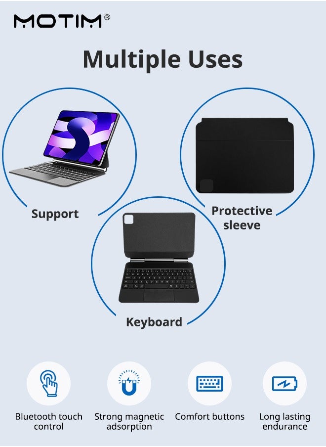 Magic Keyboard Case for iPad Pro 13 inch(2024) with Magnetic Back Cover, Easy-Set Floating Cantilever Stand, Smart Trackpad, Precision Multi-Touch Trackpad Backlit Keyboard Case