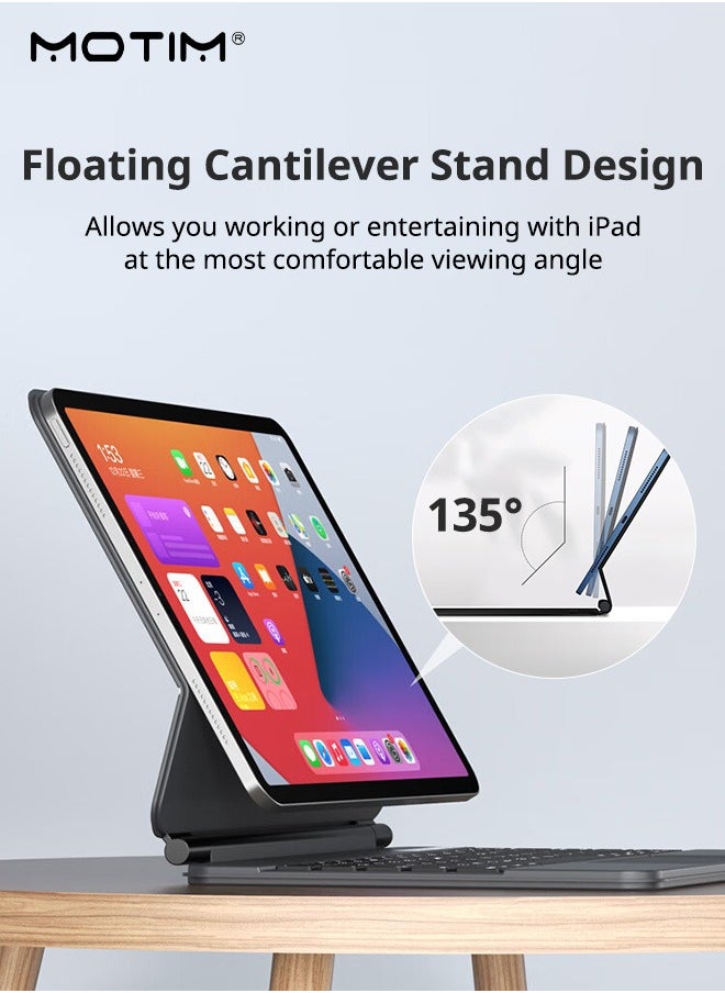 Magic Keyboard Case for iPad Pro 13 inch(2024) with Magnetic Back Cover, Easy-Set Floating Cantilever Stand, Smart Trackpad, Precision Multi-Touch Trackpad Backlit Keyboard Case