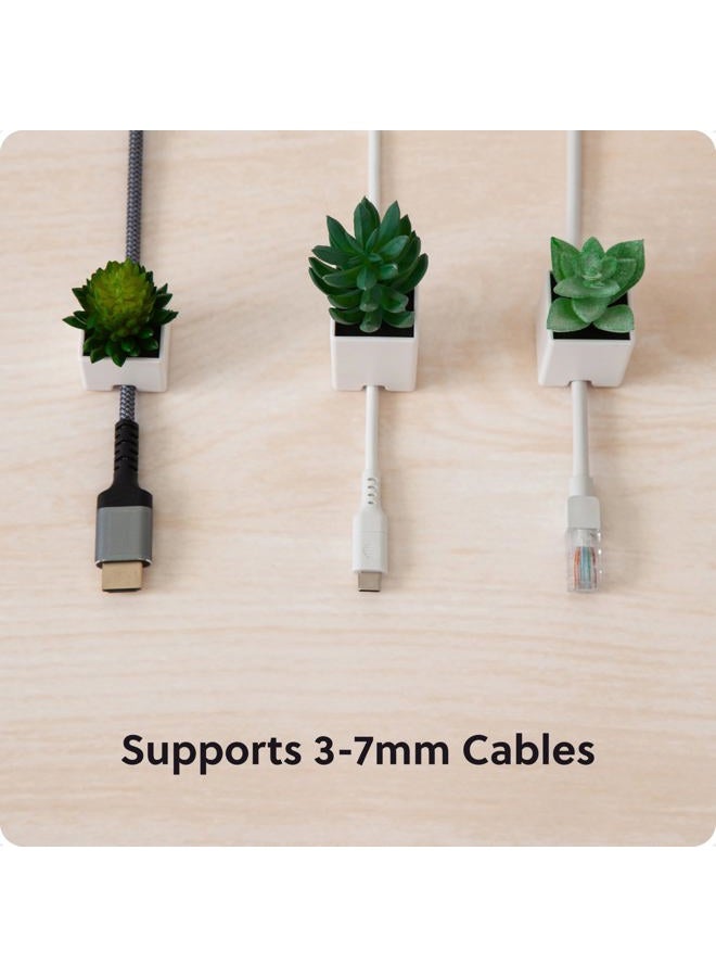 U Brands Adhesive Faux Succulent Cord Organizers, Set of 3, Kitchen Gadgets Cable Management, Office Desk Accessories, Office Supplies, Assorted Colors - Image 3
