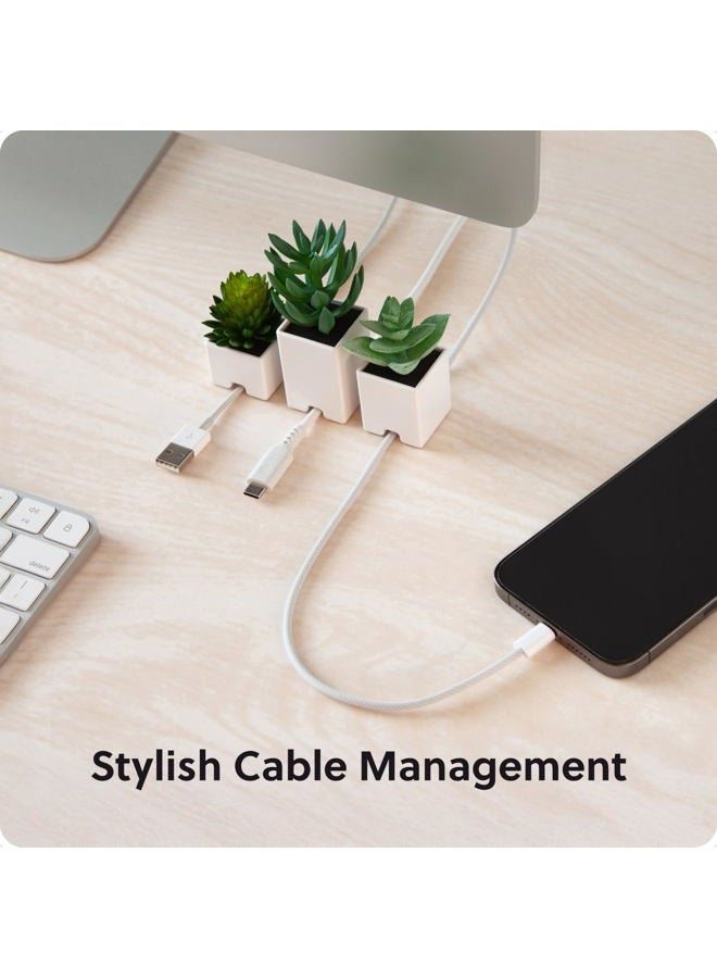 U Brands Adhesive Faux Succulent Cord Organizers, Set of 3, Kitchen Gadgets Cable Management, Office Desk Accessories, Office Supplies, Assorted Colors - Image 2