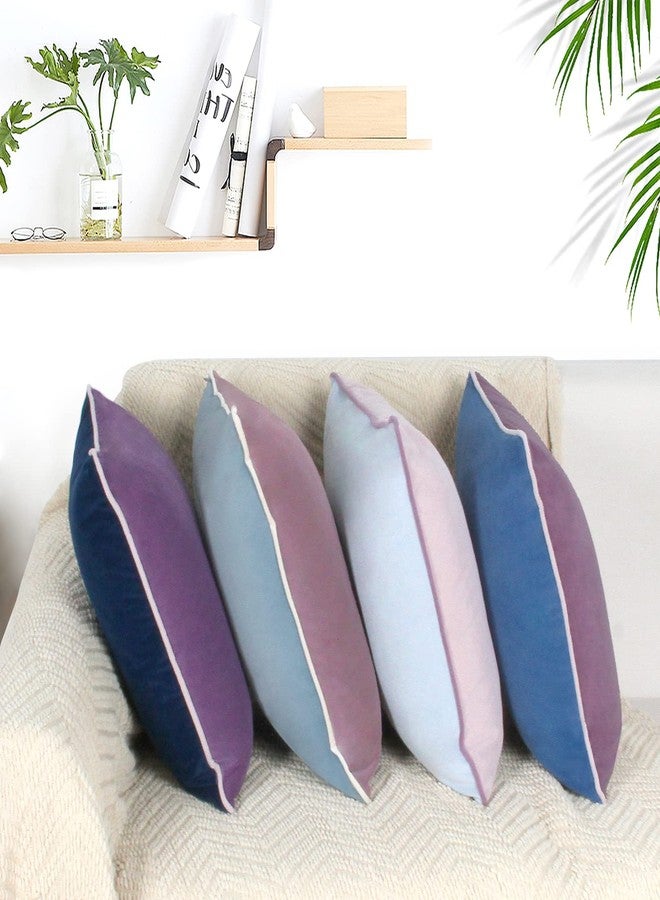 Btyrle 8-Colors Velvet Throw Pillow Covers 18x18 Inch Set of 4 Decorative Blue Purple Pillowcases Modern Double-Colored Cushion Covers for Sofa Couch - Image 3