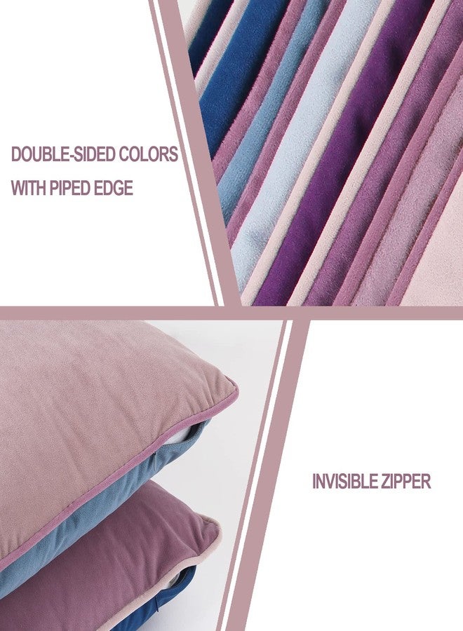 Btyrle 8-Colors Velvet Throw Pillow Covers 18x18 Inch Set of 4 Decorative Blue Purple Pillowcases Modern Double-Colored Cushion Covers for Sofa Couch - Image 4