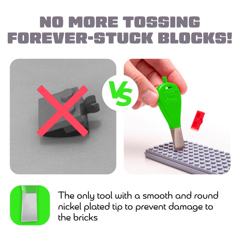 Brick Popper أداة فصل الطوب - أسرع أداة فصل في العالم - مزيل فعال للأطفال والبالغين - مثالي للأعمار من 6 سنوات وما فوق - أداة طوب أساسية (أخضر ليموني) - Image 2