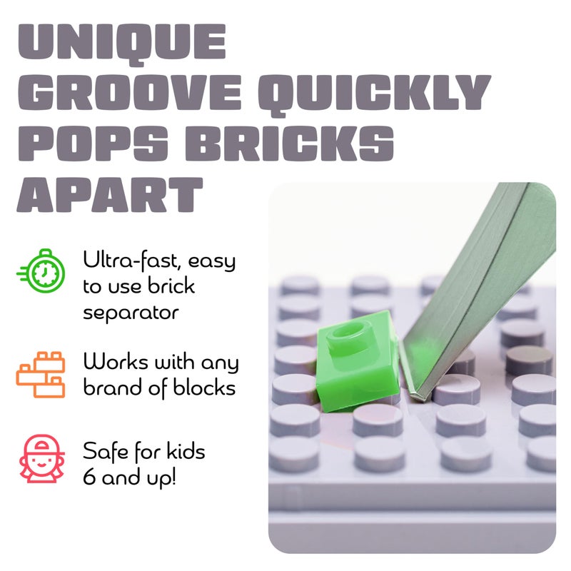 Brick Popper أداة فصل الطوب - أسرع أداة فصل في العالم - مزيل فعال للأطفال والبالغين - مثالي للأعمار من 6 سنوات وما فوق - أداة طوب أساسية (أخضر ليموني) - Image 3