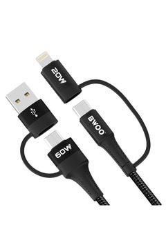 BWOO Bwoo 60W Fast Charging Cable, 4 in 1 USB Data Cable for Laptop, Ipad, Iphone & Androids  - Image 2