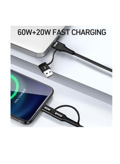 BWOO Bwoo 60W Fast Charging Cable, 4 in 1 USB Data Cable for Laptop, Ipad, Iphone & Androids  - Image 4