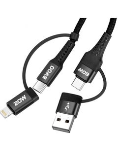 BWOO Bwoo 60W Fast Charging Cable, 4 in 1 USB Data Cable for Laptop, Ipad, Iphone & Androids  - Image 3