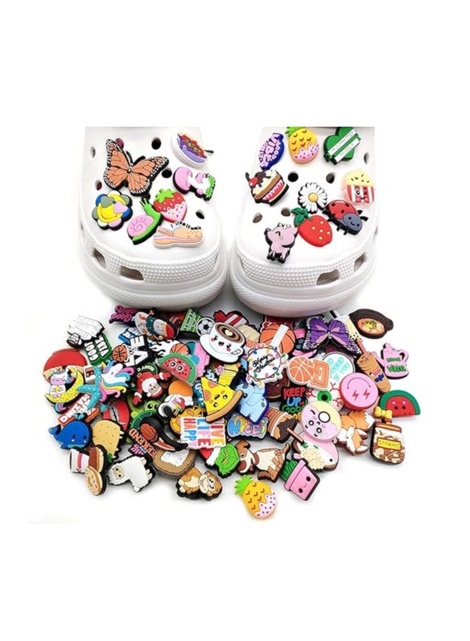 ECVV 100 قطعة زينة أحذية تمائم أحذية لسباكة عشوائية PVC تمائم مختلفة للفتيات والفتيان زينة أحذية كرتونية تمائم للدبابيس، مقاس واحد - Image 1