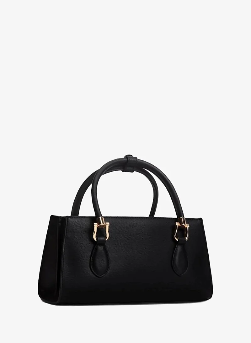 Tommy Hilfiger Black TH Monogram Plaque Crossbody Satchel for Women | Best Price UAE