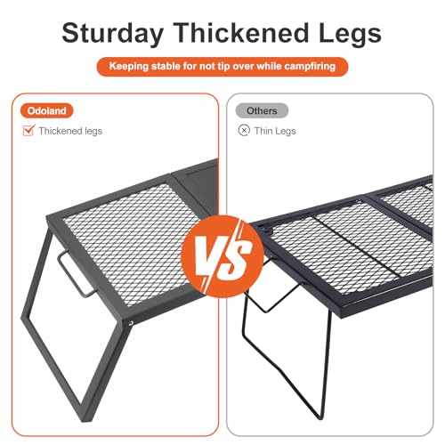 Odoland Folding Campfire Grill, Heavy Duty Steel Mesh Grate with Folding Legs and Storage Bag, Portable Camping Grates, Over Fire Pit Grill Rack for Outdoor Cooking and Bonfire - Image 5