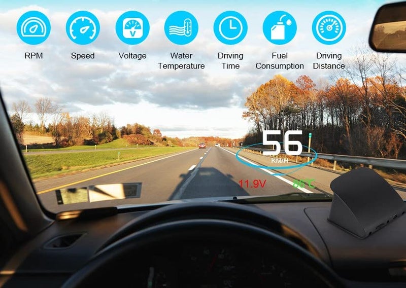 ZERONE Heads Up Display, P10 Universal Car HUD OBD2 Speed Warning RPM Fuel Consumption Projector - Image 2