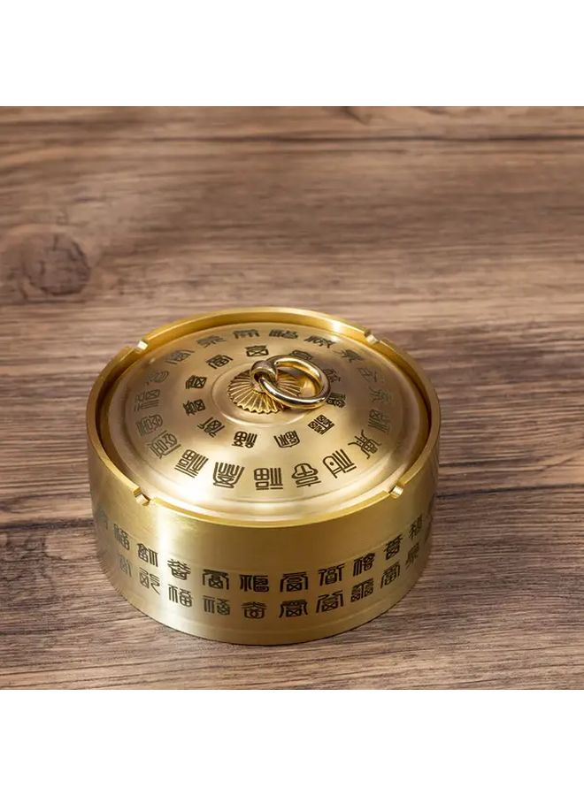Large Brass Ashtray with Lid 4 53 Inch Windproof Traditional Chinese Design Home Office Decor - Image 2