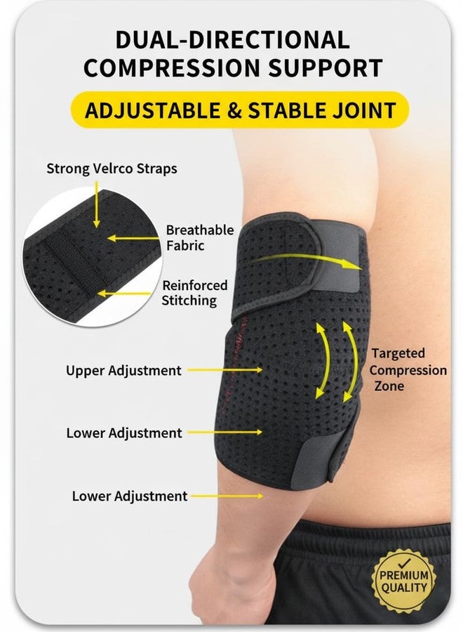 Cetaplast Adjustable Elbow Brace with Securing Anchor Strap | Breathable Mesh Support for Tennis Elbow, Gym, Injury Recovery & Joint Pain Relief - For Men & Women Black - Image 2