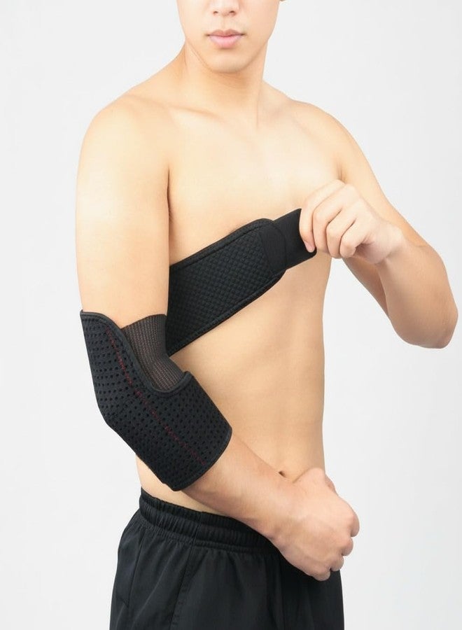 Cetaplast Adjustable Elbow Brace with Securing Anchor Strap | Breathable Mesh Support for Tennis Elbow, Gym, Injury Recovery & Joint Pain Relief - For Men & Women Black - Image 1