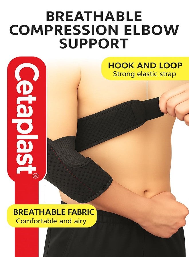 Cetaplast Adjustable Elbow Brace with Securing Anchor Strap | Breathable Mesh Support for Tennis Elbow, Gym, Injury Recovery & Joint Pain Relief - For Men & Women Black - Image 5