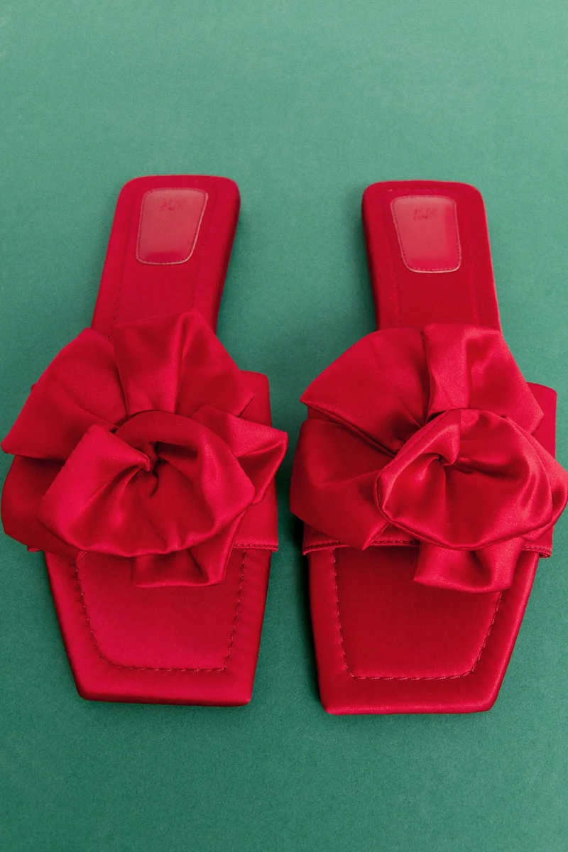 H&M Appliquéd satin sandals