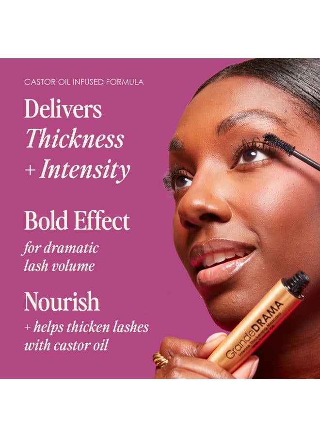 Grande Cosmetics GrandeDRAMA Intense Thickening Mascara with Castor Oil, Volumizing, Conditioning, Buildable Formula - Image 3