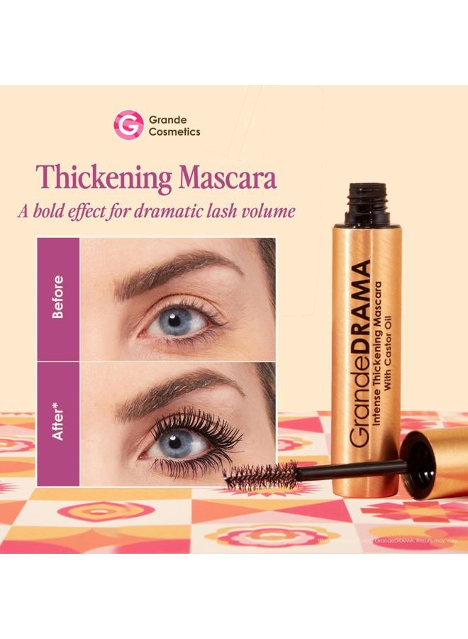 Grande Cosmetics GrandeDRAMA Intense Thickening Mascara with Castor Oil, Volumizing, Conditioning, Buildable Formula - Image 2