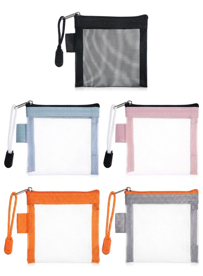 Xosjska 4" X 3" Mini Mesh Zipper Pouch, 5 PCS Nylon Small Mesh Bags with Zipper - Image 1