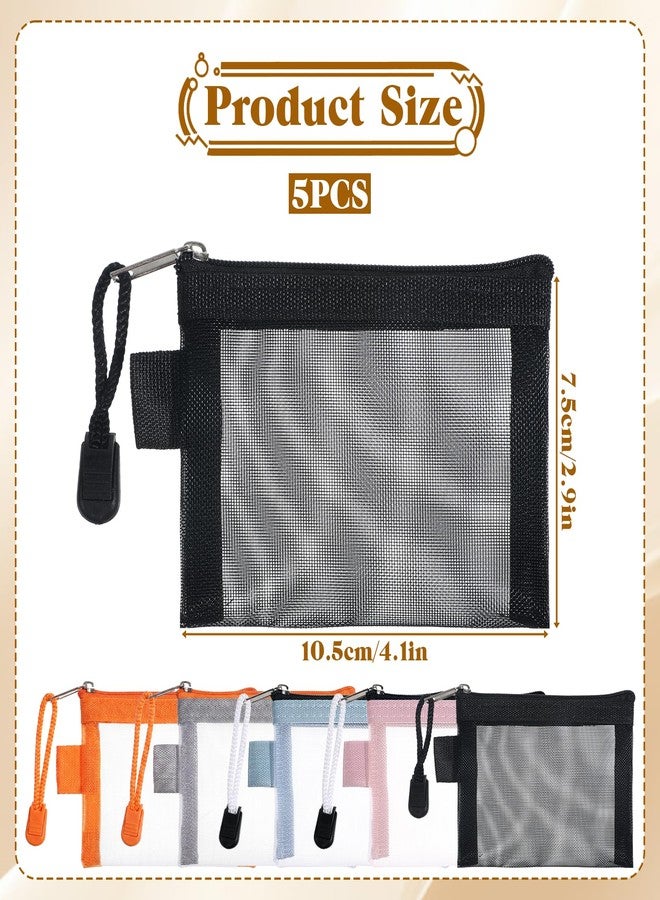 Xosjska 4" X 3" Mini Mesh Zipper Pouch, 5 PCS Nylon Small Mesh Bags with Zipper - Image 3