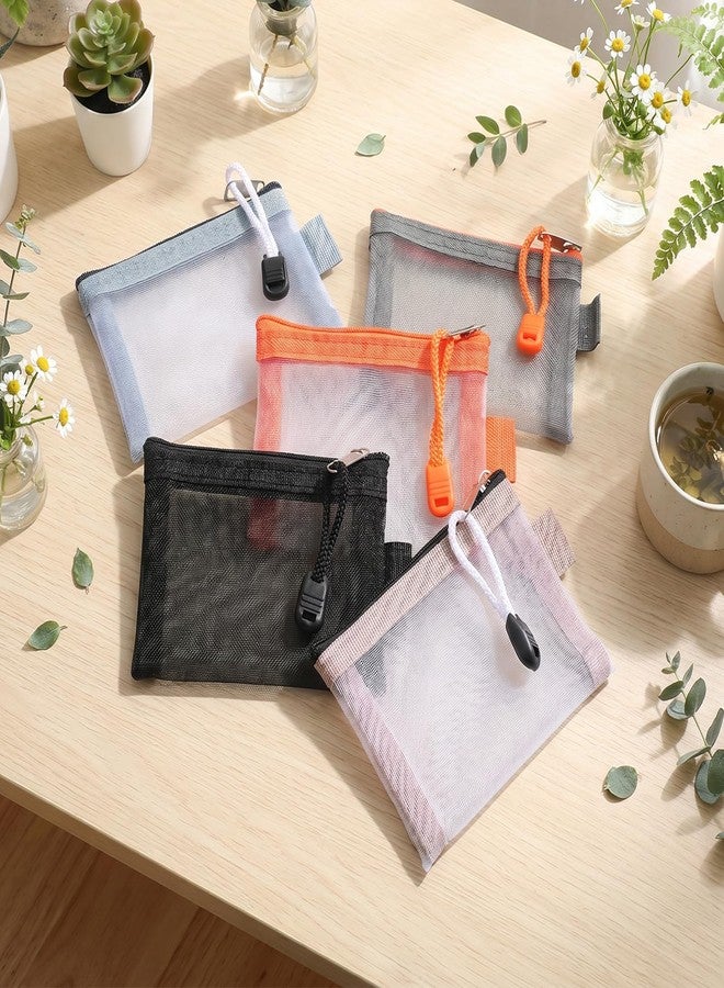 Xosjska 4" X 3" Mini Mesh Zipper Pouch, 5 PCS Nylon Small Mesh Bags with Zipper - Image 2