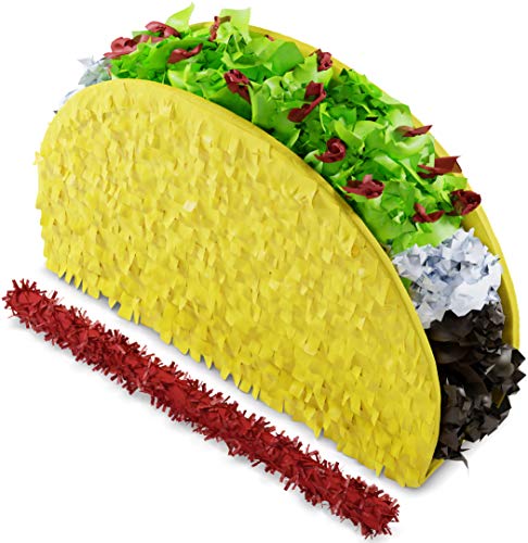 Jergrim Taco Tuesday Piñata (Small Stick Included) 17"x 11"x3" Perfect for Taco Bout Parties, Decorations, Birthday piñata, Fiesta Theme Celebration, Mexican Bash, Photo Prop - Image 1