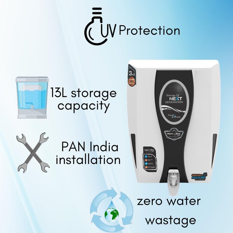 AQUAULTRA Aqua Ultra Best UVUF Water Purifier Ideal for Corporation Water 13L Storage White Safe Pure Drinking Water - Image 4