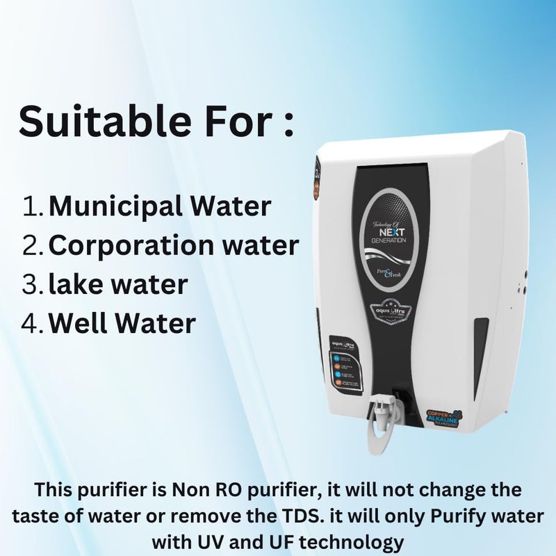 AQUAULTRA Aqua Ultra Best UVUF Water Purifier Ideal for Corporation Water 13L Storage White Safe Pure Drinking Water - Image 5