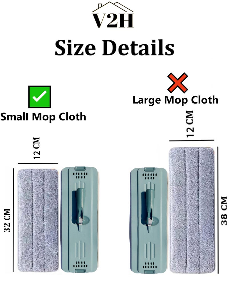 V2H Flat mop Head for Small Bucket Mop Accessory for Home, Kitchen, Office, Restaurant (32 CM X 12 CM) (Blue) - Image 2