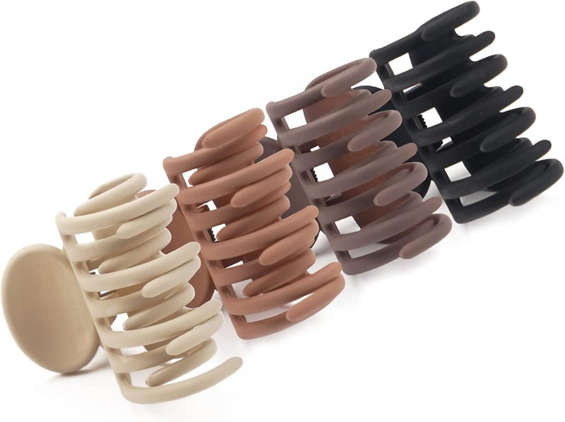 JOYOYO 4 Pcs Small Claw Clips for Thin Hair Double Row Teeth Hair Clips 15 Inch Matte Natural Colors Nonslip Hair Accessories for Women and Girls High Ponytail