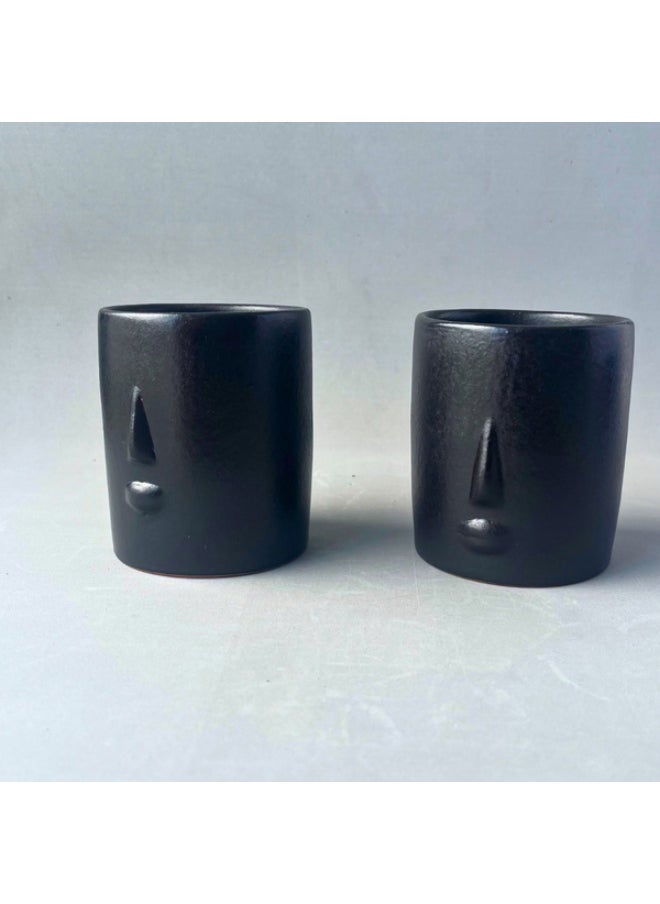 Balkans Handmade Pottery Cup - Black 