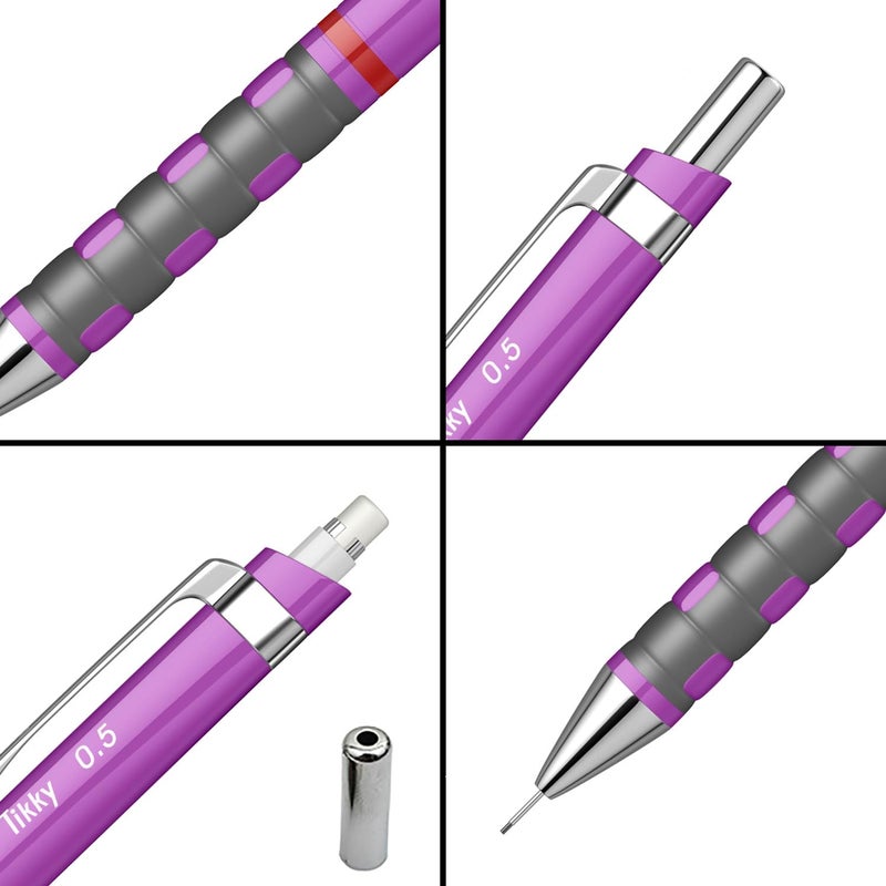 Rotring 05mm Mechanical Clutch Lead Pencil Tikky for Smooth Writing Drafting Drawing Neon Purple Barrel Stationery - Image 3