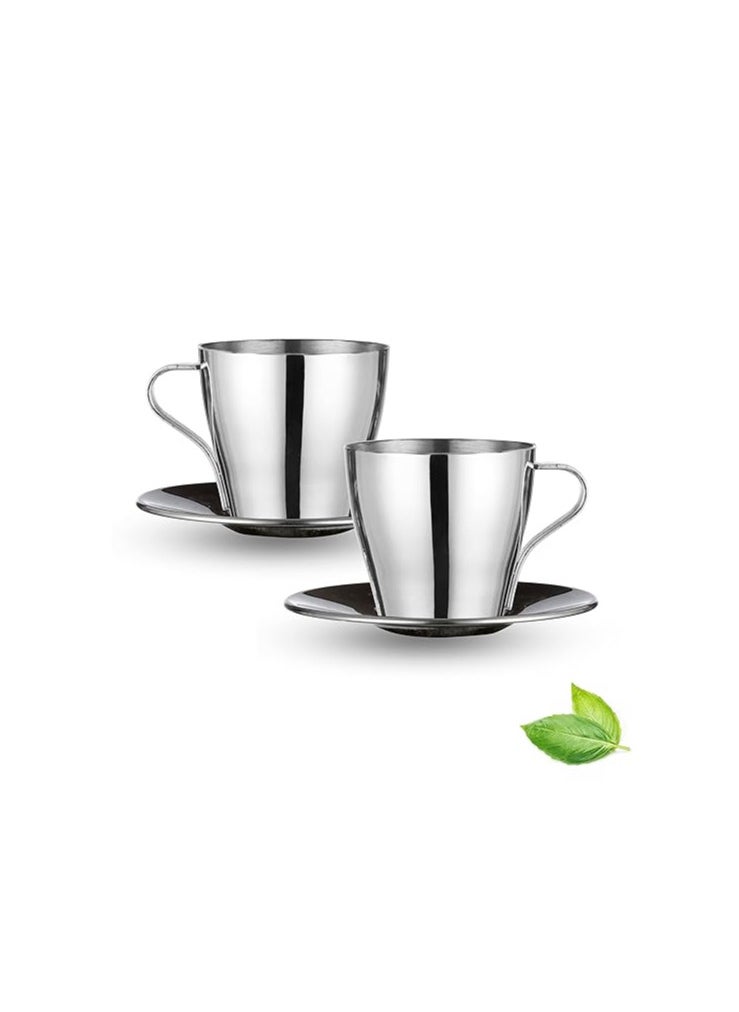 Atlasware Atlasware Stainless Steel Double Wall Cup & Saucer Set  - Image 1