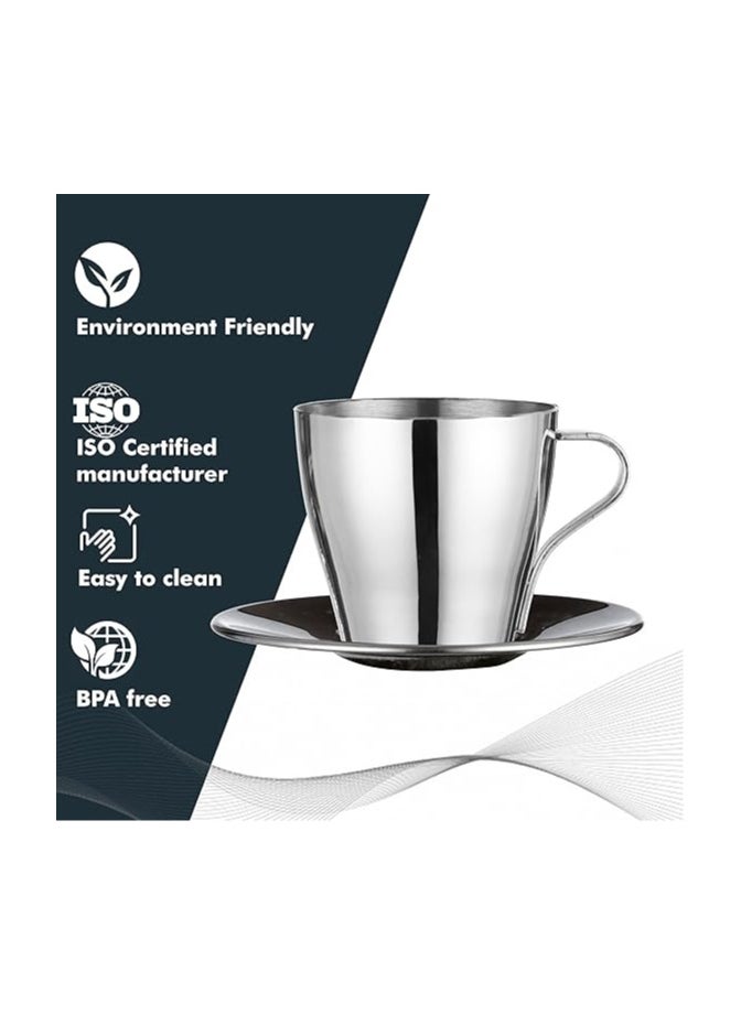 Atlasware Atlasware Stainless Steel Double Wall Cup & Saucer Set  - Image 3