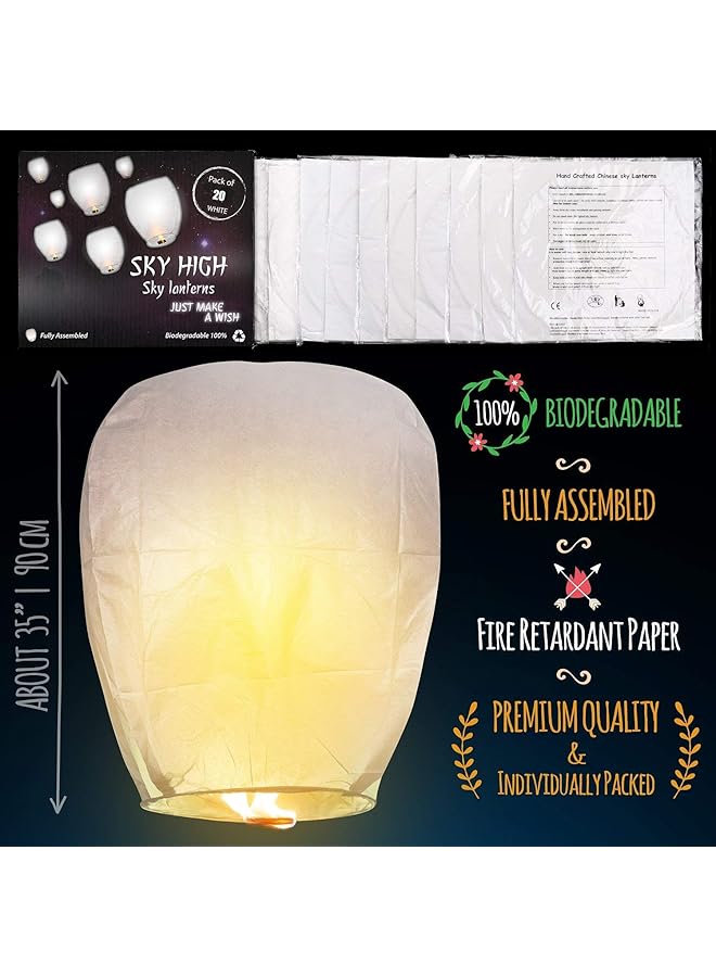 erorex Sky Lanterns China Sky Balloons 9 Pcs White - Image 4