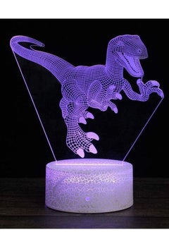 3D Dinosaur Led Illusion Lamp Night Light 16 Colors USB Powered Dimmable Touch Control with Remote Control for Boys Girls Boys EID Birthday Gifts Dinosaur