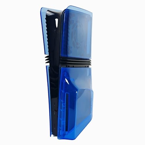 IFEEHE Transparent Console Case for PS5 Pro Disc Edition Hard Faceplate Transparent Protector Console Protective Shell Accessories (Translucent Blue) - Image 2