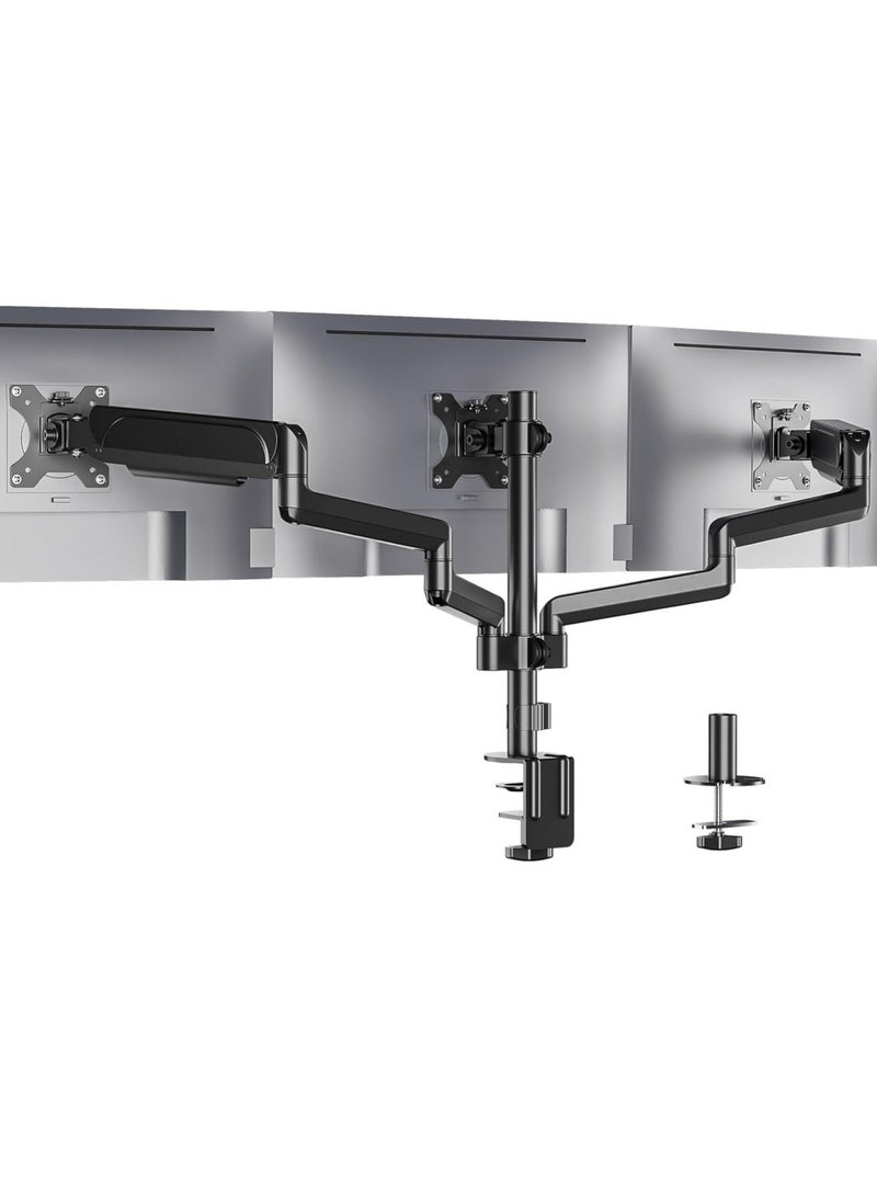 NEW Premium Triple LCD Monitor Desk Mount – Fully Adjustable Gas Spring Stand for Displays up to 27 Inch, 15.4lbs Weight Capacity (Model: GSDM003)  - Image 1