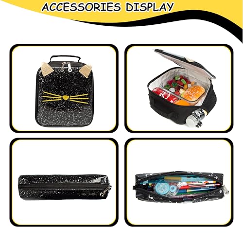 Meetbelify Girls Cute Cat Rolling Backpack with Wheels Kids Luggage for Elementary Kindergarten Suitcase Trip Laptop Roller Backpack for Girls - Image 5
