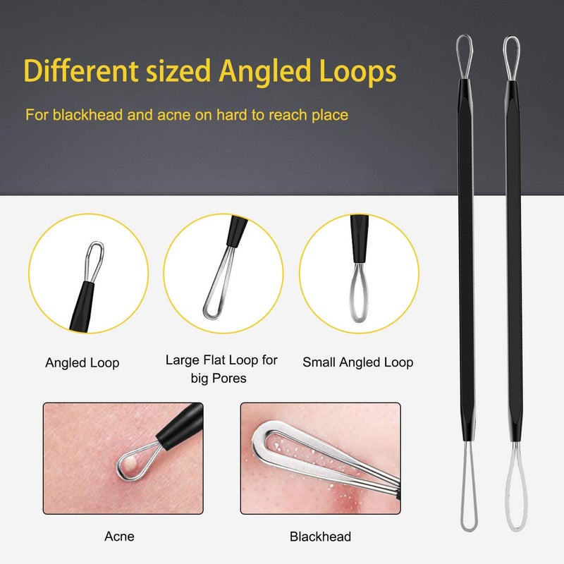Boxoyx Pimple Popper Tool Kit - 10 Pcs Blackhead Remover Comedone Extractor Kit with Box for Quick and Easy Removal of Pimples, Blackheads, Zit Removing, Forehead,Facial and Nose (Black) - Image 2