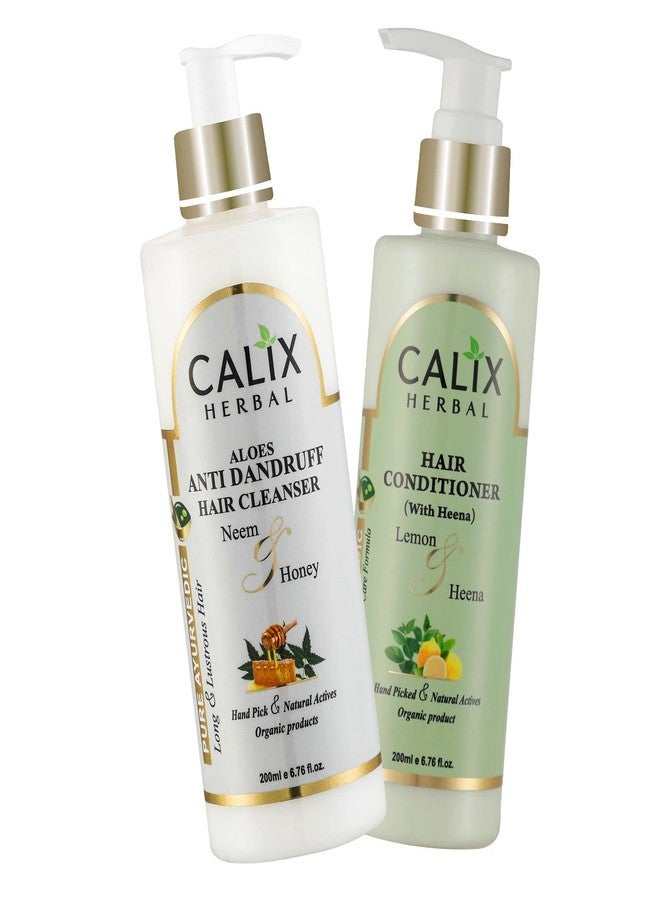 كلاليكس هيربال شامبو كاليكس هيربال العضوي والأيورفيدي بخلاصة الصبار المضاد للقشرة 200 مل + بلسم للشعر (مع الحناء) 200 مل - عناية صحية بالشعر وفروة الرأس - مجموعة متكاملة للعناية بالشعر للرجال والنساء وجميع أنواع الشعر - Image 1