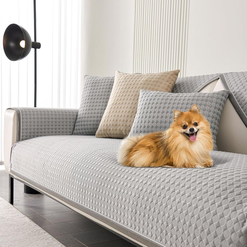 OTOB Cooling Couch Covers for Dogs Cats Ice Silk Fabric, Anti Slip Washable Furniture Couch Protector Pet Friendly, Soft 3D Bionic Breathable Dog Cool Mat Sofa Cover (Elegant Gray, 35.4"x70.9") - Image 1