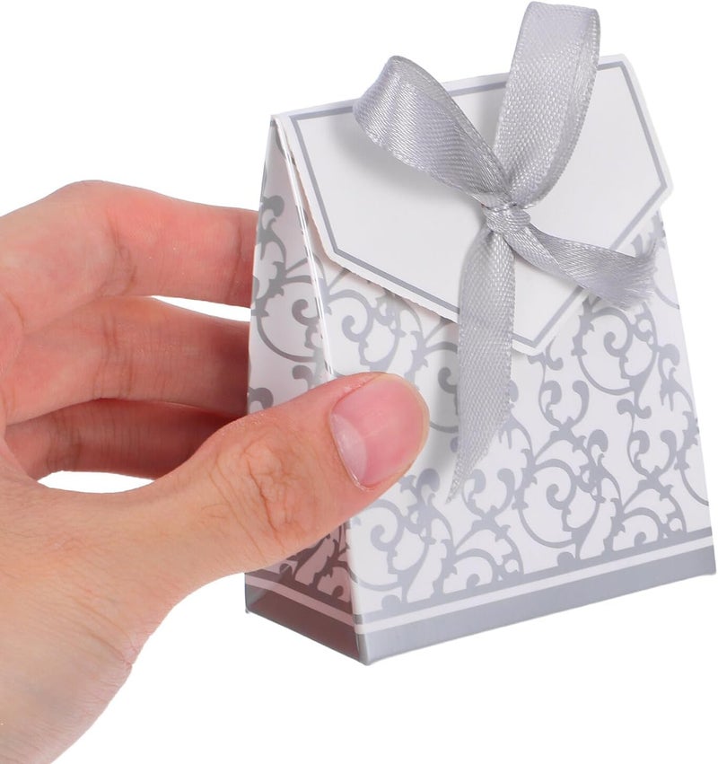 BESTonZON 100pcs European Style Wedding Favor Candy Boxes Paper Treat Bags Silver and Gold Tone Celebration Favor Boxes for Shower and Wedding Sugar - Image 4