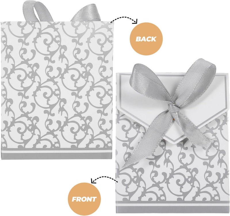 BESTonZON 100pcs European Style Wedding Favor Candy Boxes Paper Treat Bags Silver and Gold Tone Celebration Favor Boxes for Shower and Wedding Sugar - Image 3